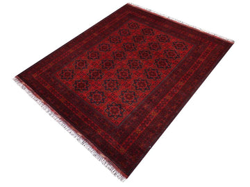 handmade Tribal Biljik Khal Muhammadi Red Blue Hand Knotted RECTANGLE 100% WOOL area rug 6x8